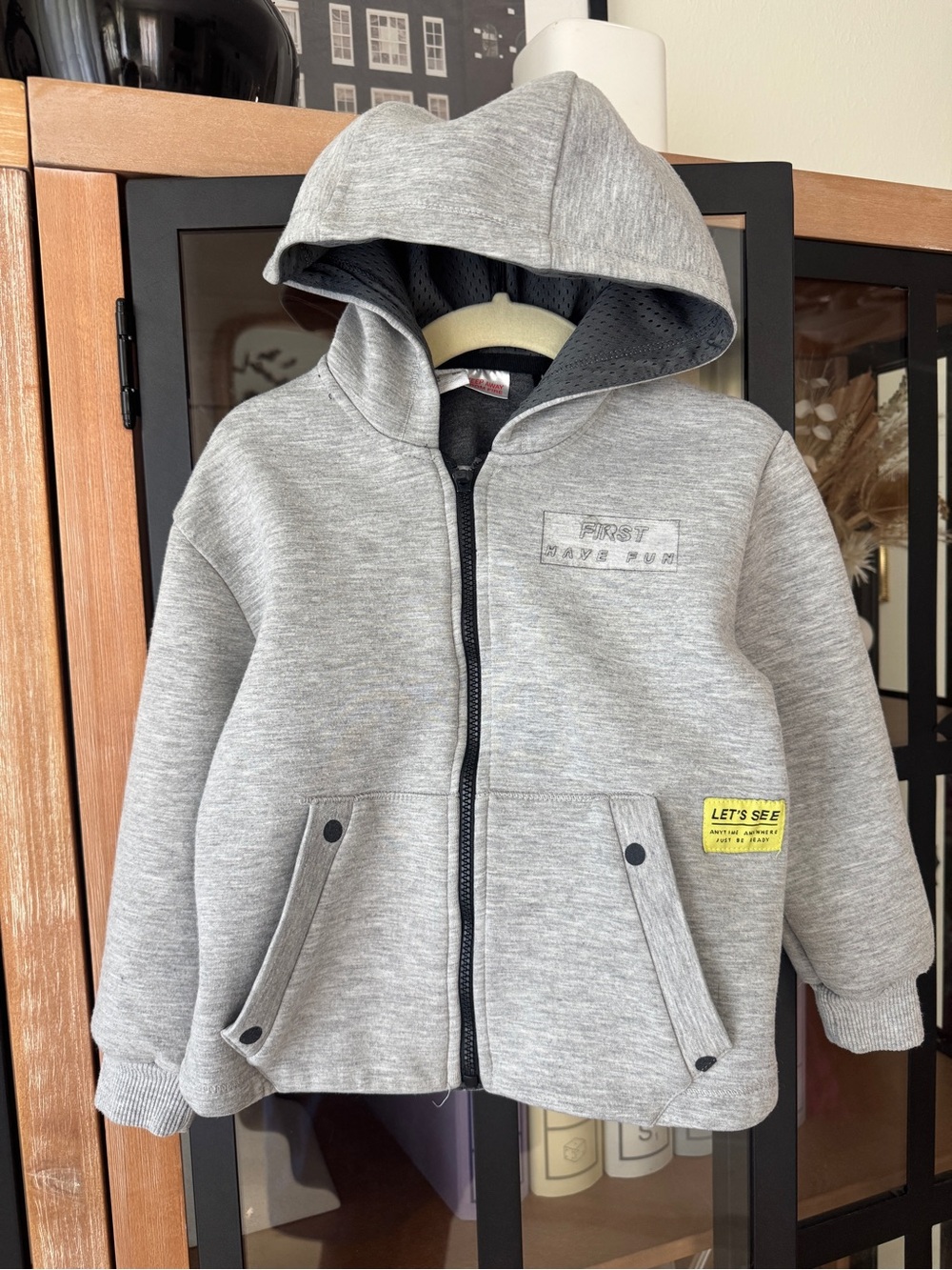 Zara Kids hoodie full zipper toddler boy suspenders scuba neon pockets heather